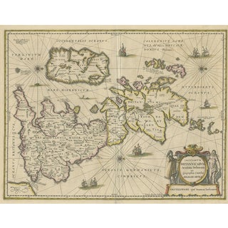 Antique Map of the Ancient British Isles by Janssonius, 1640 For Sale