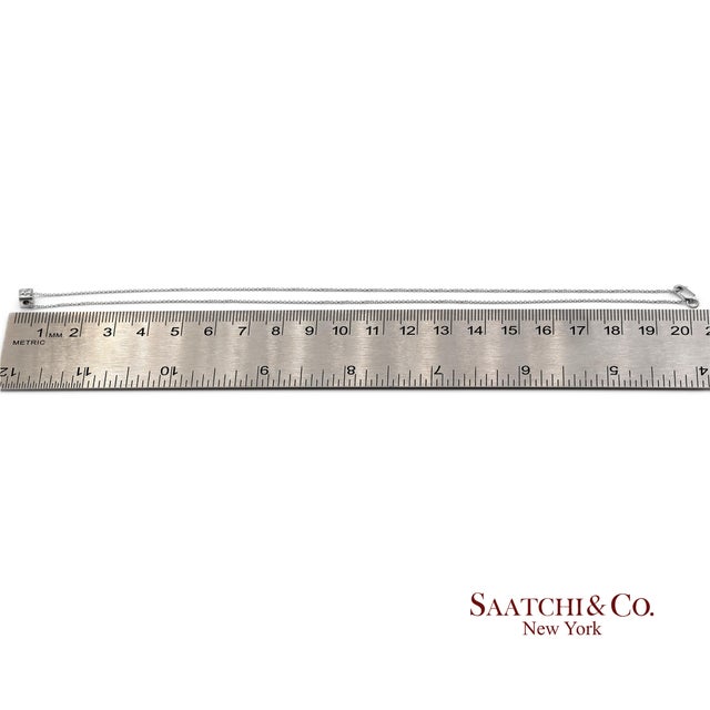 18k(750) White Gold Natural Diamond Box Shape Pendant Necklace With Chain For Sale - Image 11 of 12