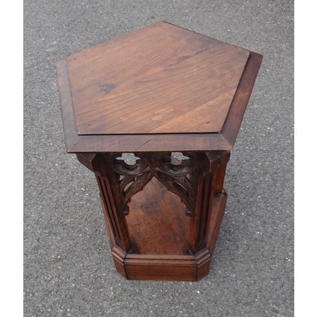 Antique Oak Gothic Pedestal, 1890s For Sale - Image 10 of 18