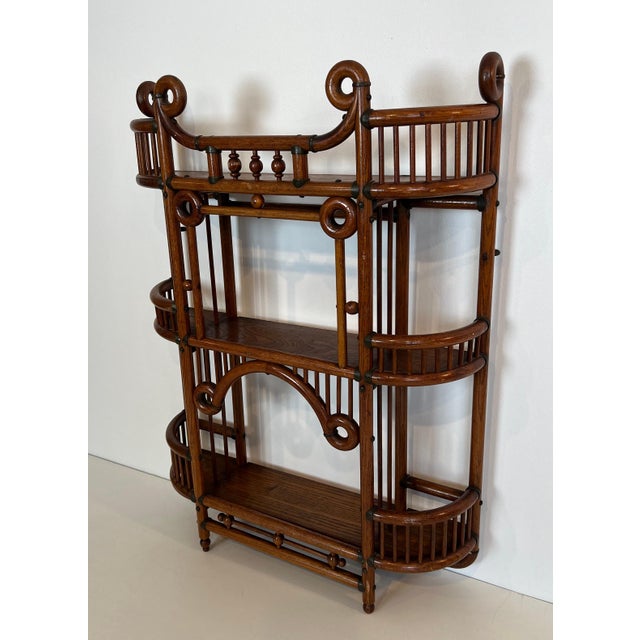 Arts & Crafts Bentwood and Brass Wall Shelves Unit. Austrian Arts & Crafts Works Circa 1900 For Sale - Image 3 of 12