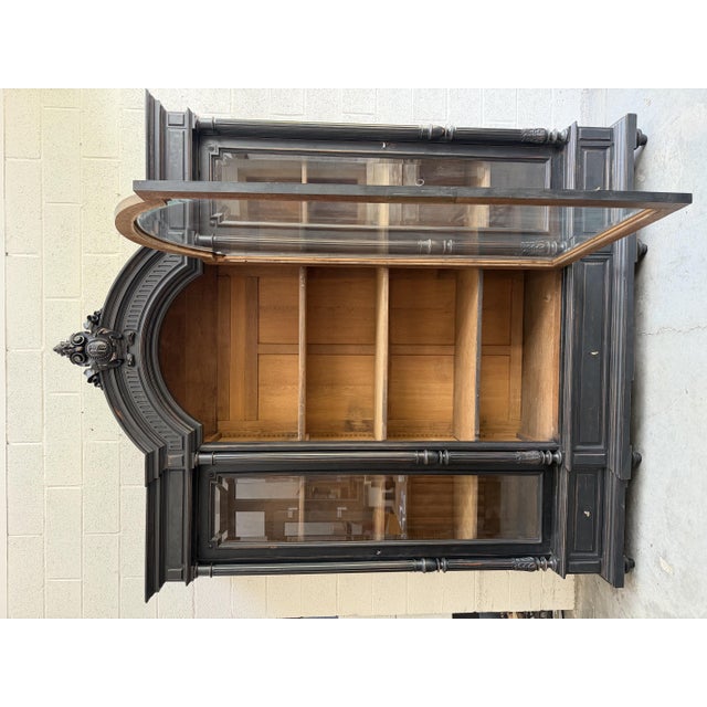 Large Napoleon III Bookcase in Wood and Glass For Sale - Image 5 of 11