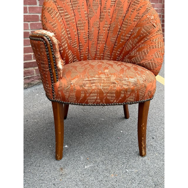 Art Deco Petite Art Deco Channel Back Shell Chairs, Pair For Sale - Image 3 of 13