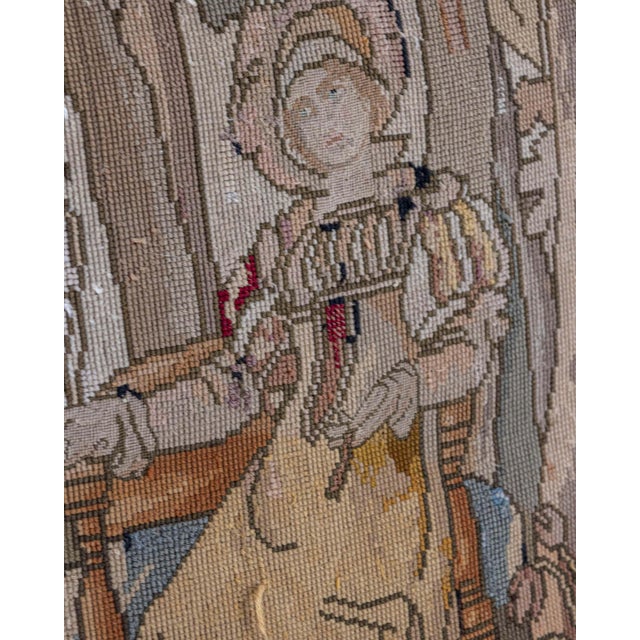 French 17th-Century French Baroque Walnut Spool Armchair with Petit Point Tapestry For Sale - Image 3 of 15