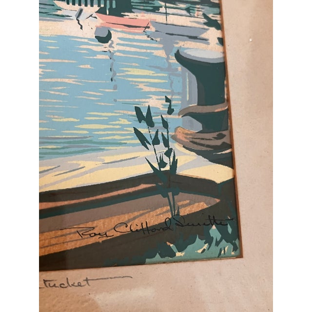 1950s Circa 1950 Roy Clifford Smith “Between the Docks – Nantucket” Signed Serigraph For Sale - Image 5 of 6