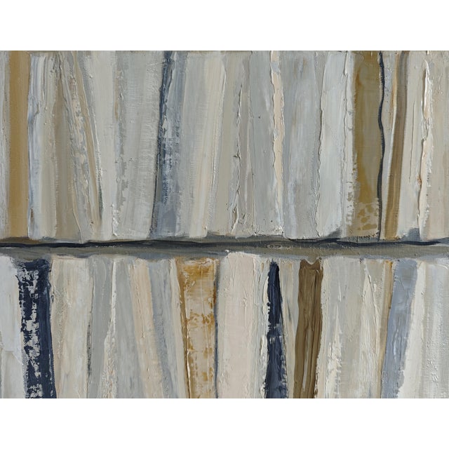 Écru Oil Painting on Canvas, Abstract Library Scene, Framed by Sophie Dumont For Sale - Image 6 of 7