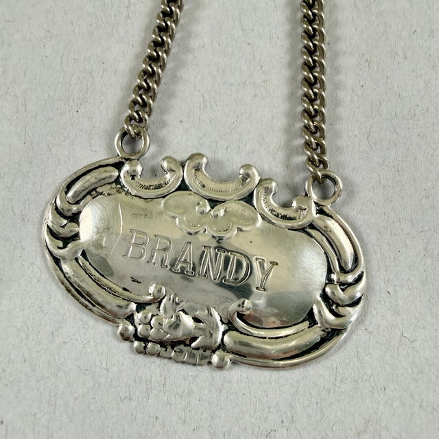 American Estate Wallace Sterling Silver Liquor Collar Tags, a Pair For Sale - Image 3 of 7