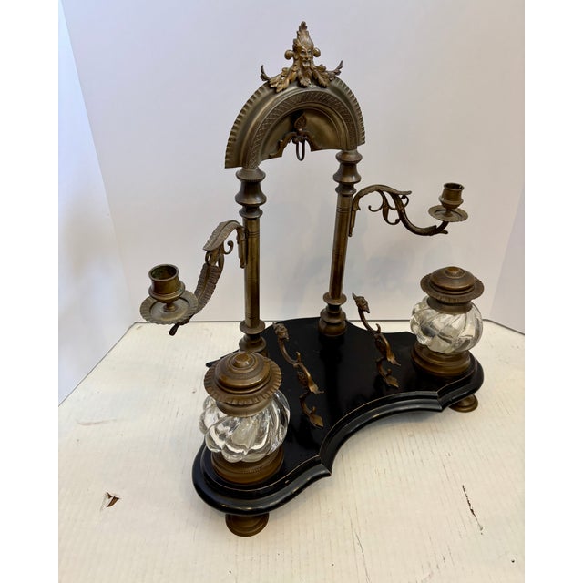 Superior 19th Century Double Inkwell Desk Set For Sale - Image 4 of 16
