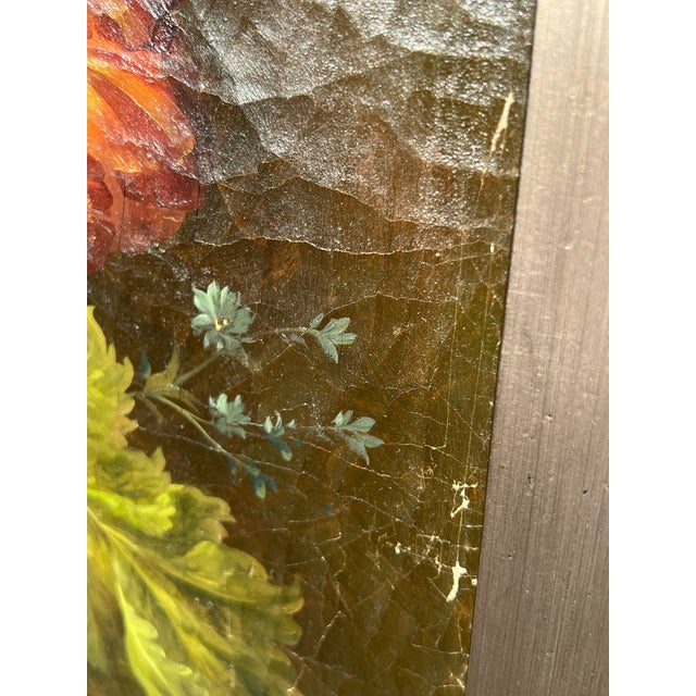 1980s Large Signed Dutch Master-Inspired Floral Still Life Oil Painting on Canvas, Framed For Sale - Image 16 of 18