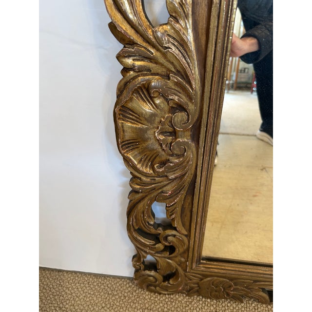 Antique Carved Giltwood Mirror With Shell Form Decoration For Sale - Image 10 of 12