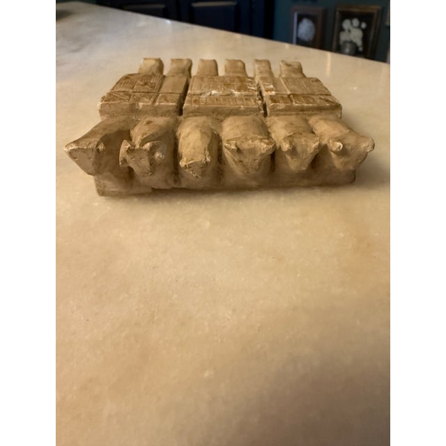 Antique Grand Tour Alabaster Egyptian Sacred Bull Farm Blessing Carving Ca 1900 For Sale - Image 6 of 13
