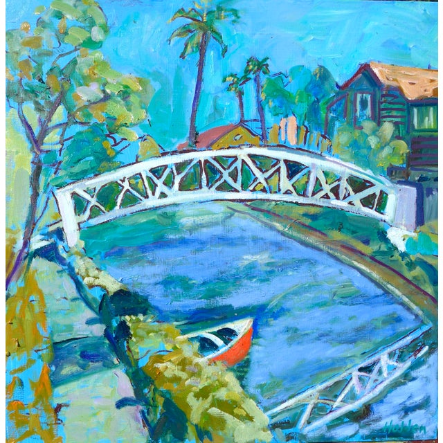 Contemporary Venice Canals, California - Oil Painting on Panel For Sale - Image 3 of 5