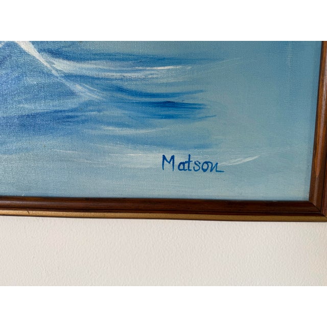 1970s Mid-Century Sailboat Seascape Acrylic on Canvas Painting by Matson For Sale - Image 11 of 13