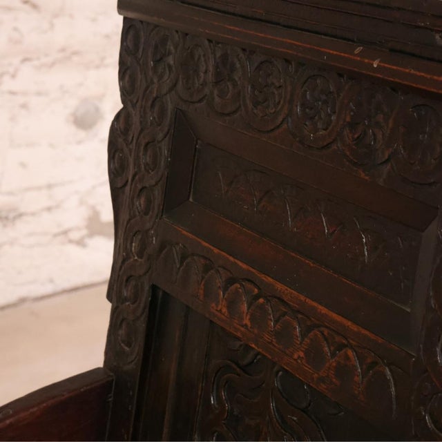 Wood 17th Century English Oak Gothic Carved Chair For Sale - Image 7 of 7