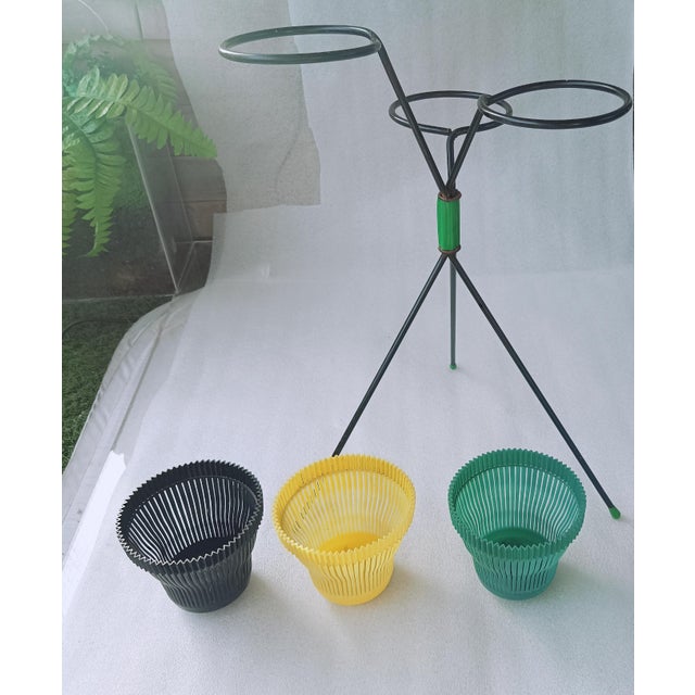 Vintage Tripod Plant Stand in Lacquered Metal, 1950s For Sale - Image 9 of 18