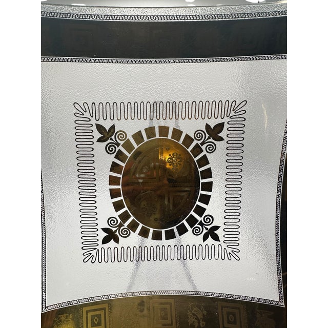Vintage Mid Century Modern Square Bent Glass Serving Tray With Greek Key Design For Sale In Birmingham - Image 6 of 11