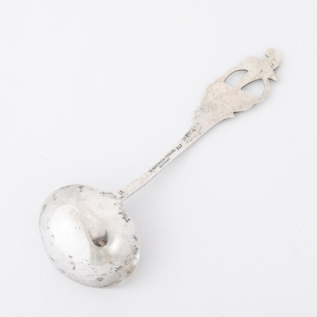 Traditional Sterling Silver Ladle in Norwegian Blue Bell Pattern Signed Thorvald Marthinsen For Sale - Image 3 of 9