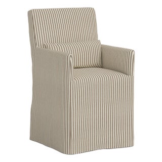 Slipcover for Stoffer Home x Cloth & Company for Lindy Slipcover Dining Armchair in Jane Stripe Burlap For Sale