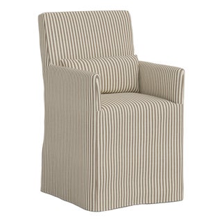 Stoffer Home x Cloth & Company Slipcover for Lindy Dining Armchair in Jane Stripe Burlap For Sale