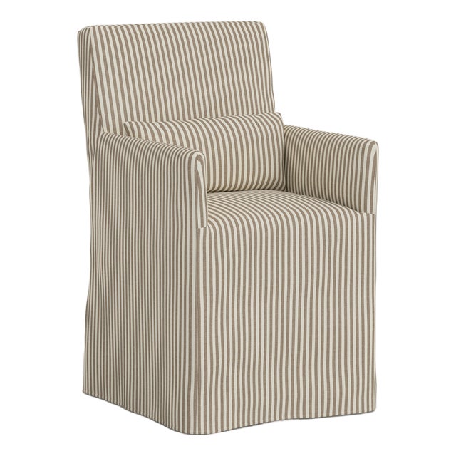 Stoffer Home x Cloth & Company Slipcover for Lindy Dining Armchair in Jane Stripe Burlap For Sale