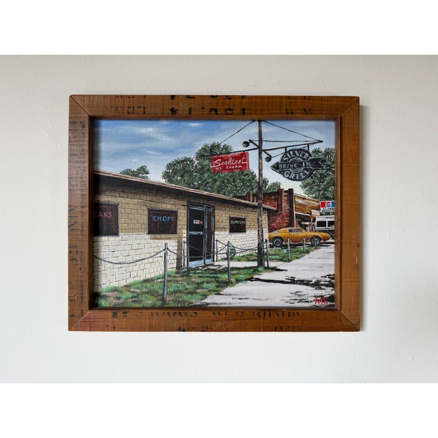 1970s Vintage Americana Country Roadside Restaurant Landscape Oil on ...