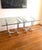 Mid century modern, Chrome U Shape Bases Glass Square Top End Side Tables Stands - A Pair