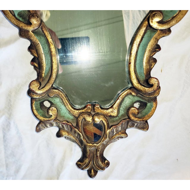 Borghese 1970s Italian Rococo Painted Mirror For Sale - Image 4 of 5