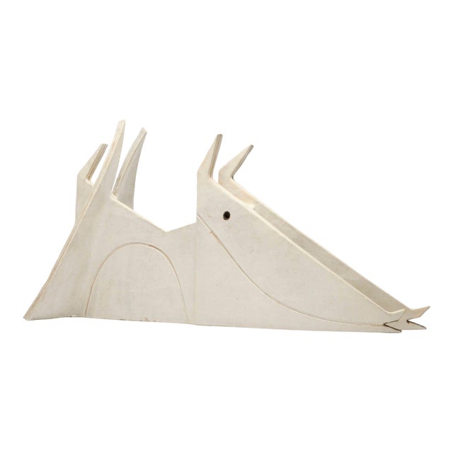 Bruno Gambone Monumental Dog Sculpture in Glazed Earthenware 1970 For Sale
