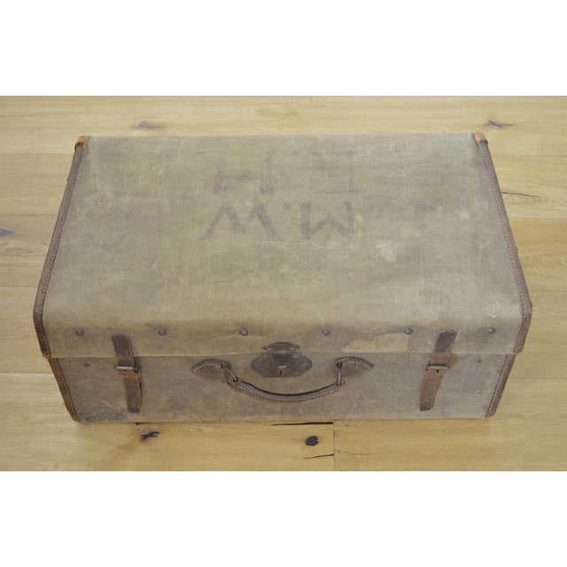 Antique Beige and Tan Linen Case For Sale - Image 13 of 13