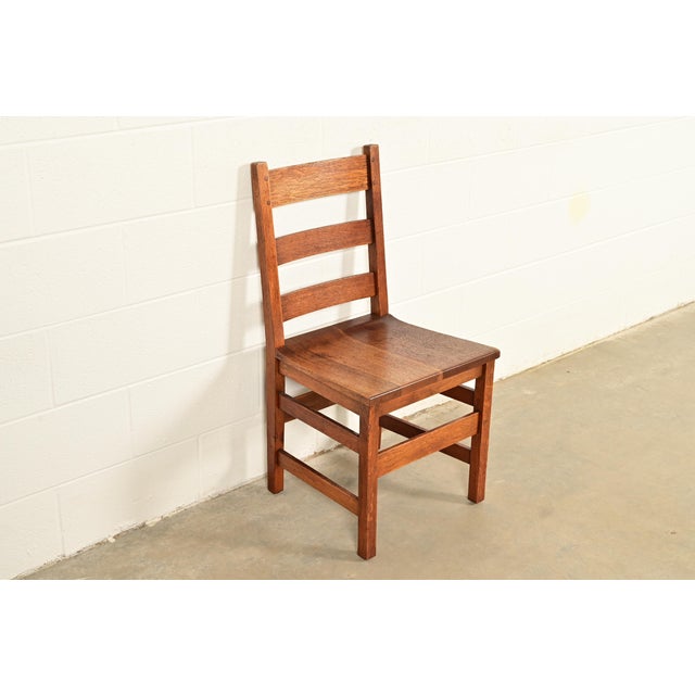 L. & J. G. Stickley Antique Mission Oak Arts & Crafts Ladder Back Desk Chair or Side Chair, Circa 1910 For Sale - Image 14 of 14