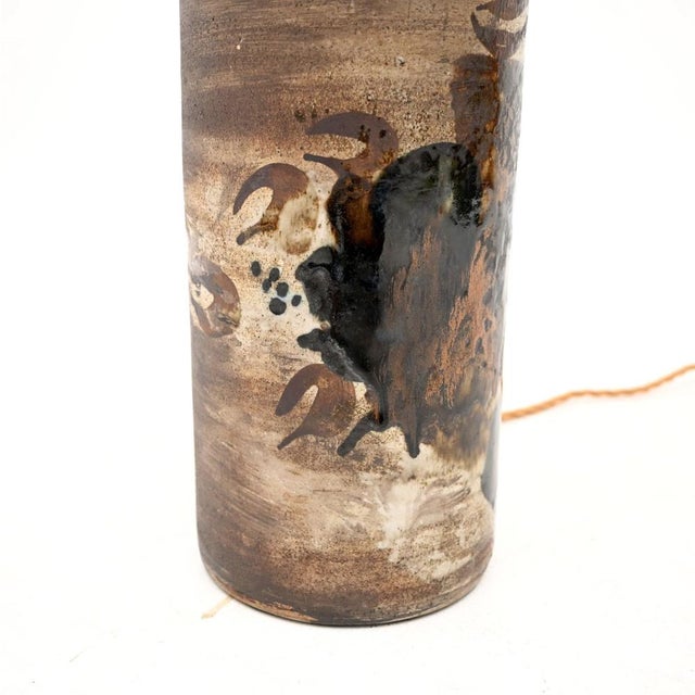 Brown Vintage Danish Ceramic Table Lamps attributed to Conny Walther, 1960, Set of 2 For Sale - Image 8 of 9