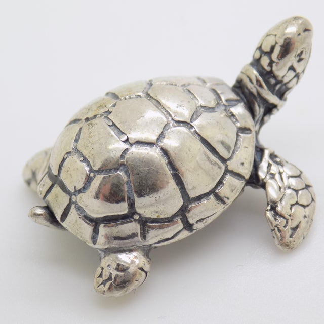 Vintage Italian Genuine Silver 800 Sea Turtle Dollhouse Miniature by Arezzo Tuscany Silversmiths, 1980s For Sale - Image 4 of 12