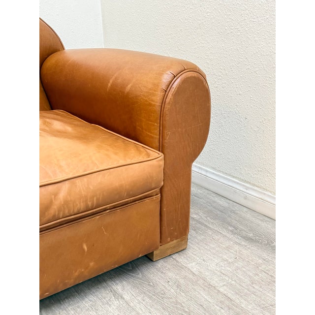 Art Deco Pair of Vintage Leather Chairs For Sale - Image 3 of 10