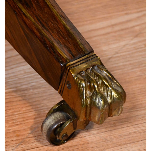 Wood 19th Century English Rosewood & Brass Inlaid Octagonal Center Table For Sale - Image 7 of 17