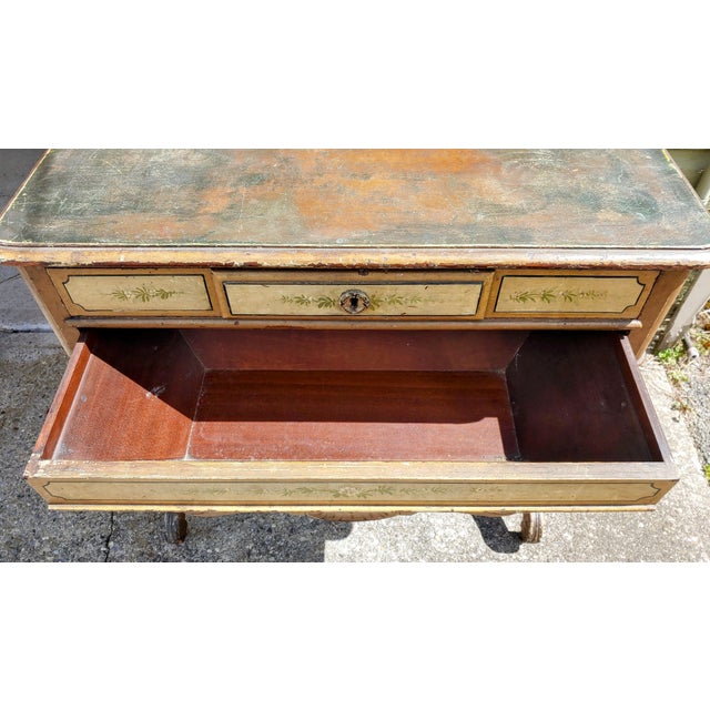 Mustard Late 19th Century Victorian Cottage Painted Walnut Sewing Table For Sale - Image 8 of 11