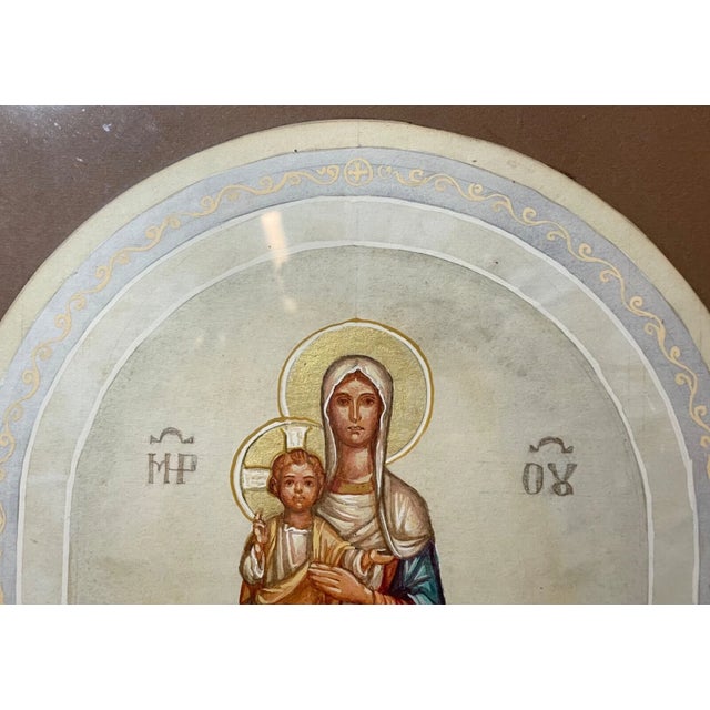 Paint Vintage Russian Preliminary Church Icon Gouache Acrylic Religious Painting Art For Sale - Image 7 of 13