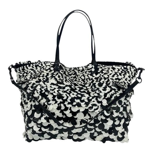 Valentino Black and White Paillette Sequin Tote For Sale
