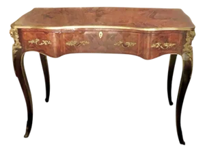 Early 20th Century Desk French Style Floral Design Writing Table Kidney Shape Antique Classic Decor