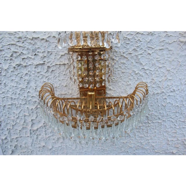Gold Vintage Gold-Plated Swarovski Crystal Wall Lights, 1970s, Set of 6 For Sale - Image 8 of 13