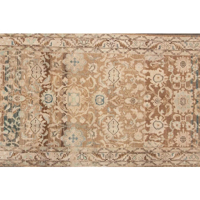 Persian 1960s Vintage Persian Beige Handmade Floral Wool Runner For Sale - Image 3 of 8