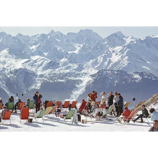 Lounging In Verbier 1964 by Slim Aarons Slim Aarons Limited Estate Edition Holidaymakers in sun loungers on the slopes at...