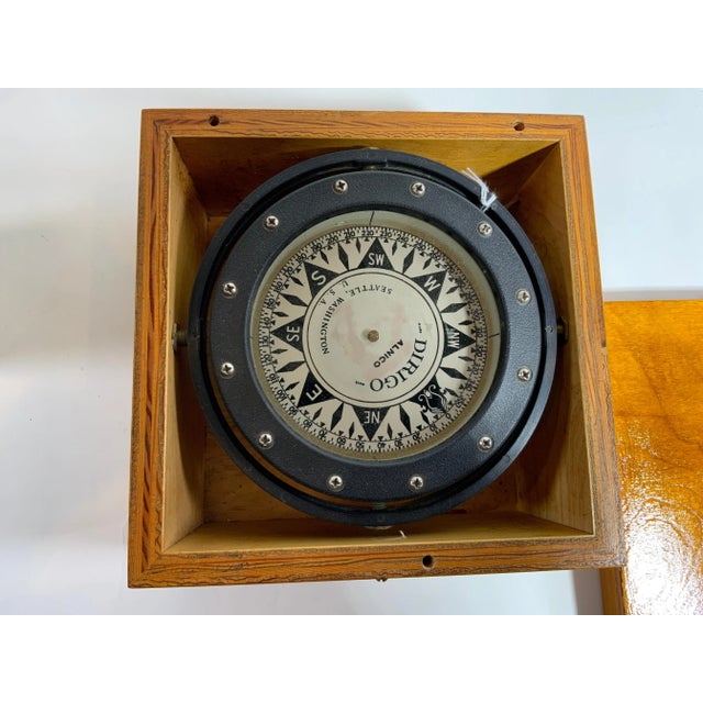 1970s Gimballed Brass Boat Compass by Dirigo For Sale - Image 5 of 6