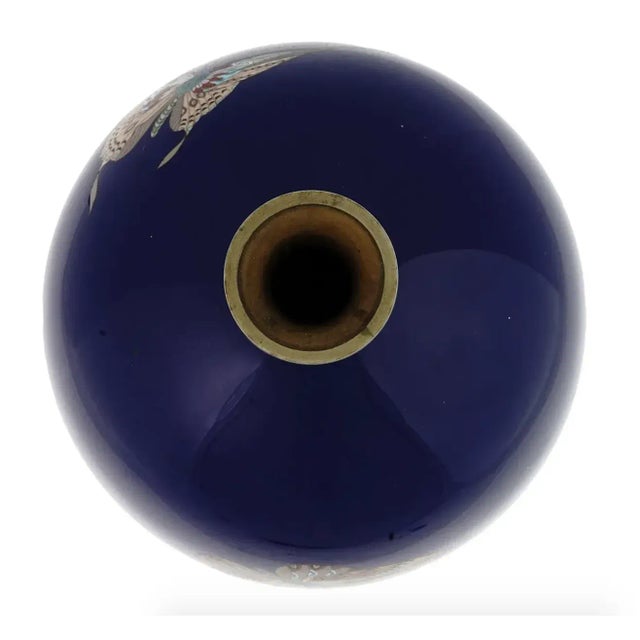 Late 19th Century Late 19th Century Large Antique Meiji Japanese Cloisonne Enamel Butterflies Vase For Sale - Image 5 of 8