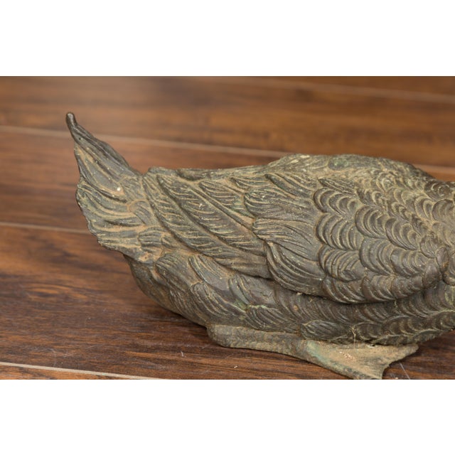 Bronze Vintage 1940s Bronze Swimming and Quacking Ducks - a Pair For Sale - Image 8 of 11