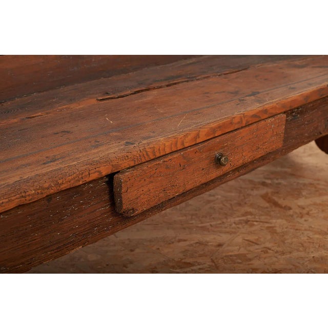 Antique Solid Wood Bench with Small Drawer For Sale - Image 10 of 16