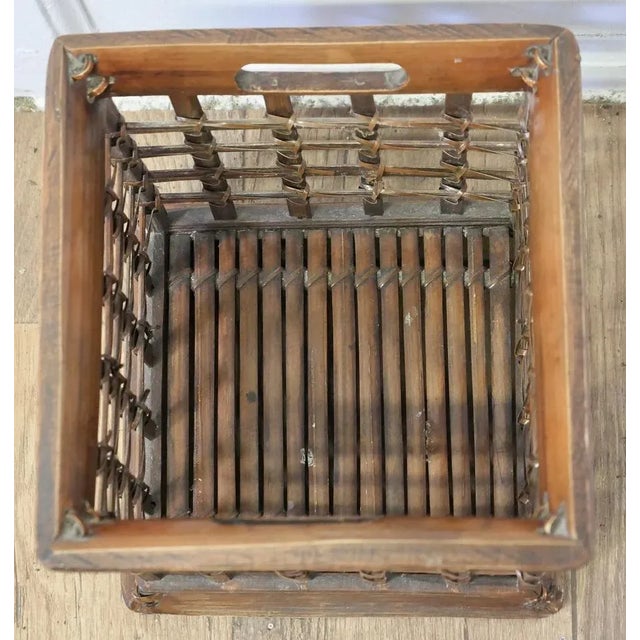 Vintage Oriental Bamboo Waste Paper Basket For Sale - Image 3 of 8