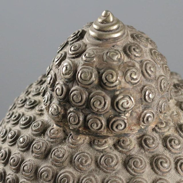 Vintage Bronze Buddha Head For Sale - Image 6 of 8