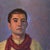 Vintage Realist Portrait Of Young Man With Red Scarf (Oil On Canvas Paper). Portrait of young man in a beige/yellow tunic...