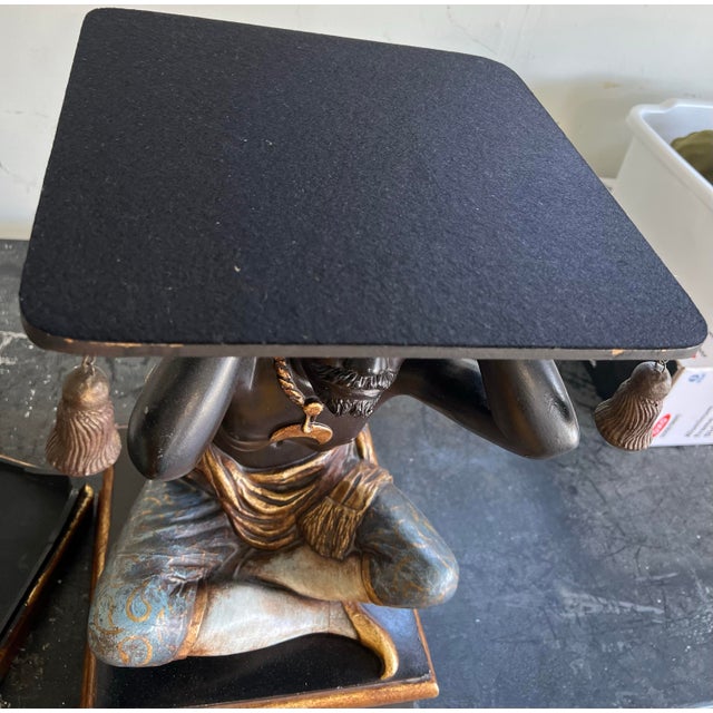 Wood 20 Th C. Jo Mead Figural Sculptural Polychrome Tray Table Stand For Sale - Image 7 of 12