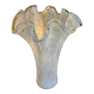 Italian Hand-Blown Art Glass by Tammaro Home, Murano-Style Handkerchief Vase For Sale