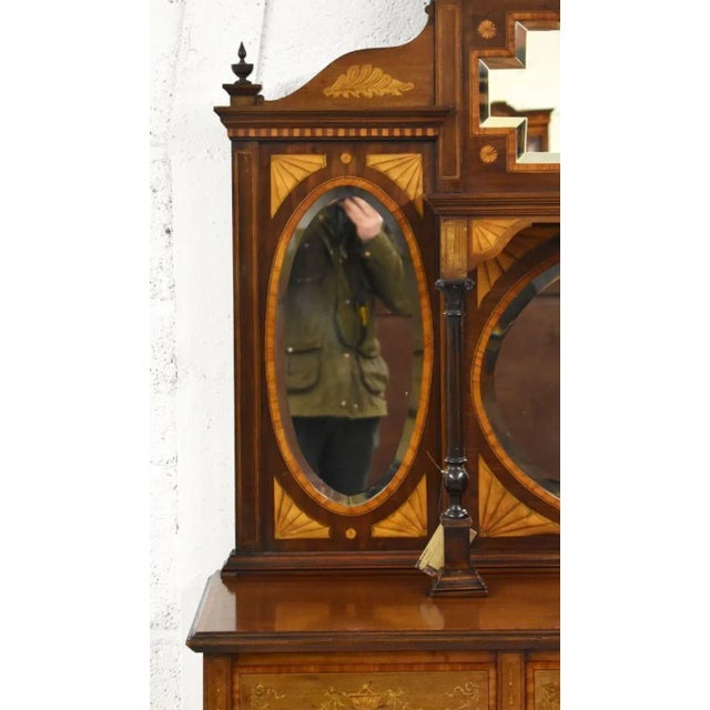 Victorian Sideboard in Mahogany Inlaid with Mirror Back, 1890 For Sale - Image 4 of 9